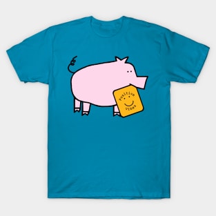 Cute Pig with Positive Vibes Smiley Face T-Shirt